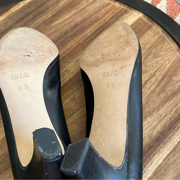 GUCCI Horseshoe Logo Black Leather Pumps US9 - Picture 11 of 15